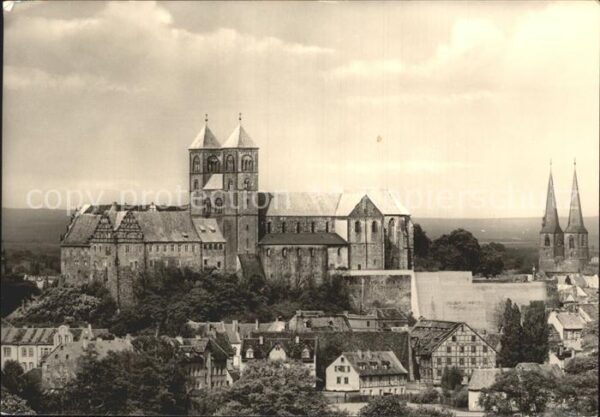Quedlinburg Blick von der Altenburg auf Schloss und
