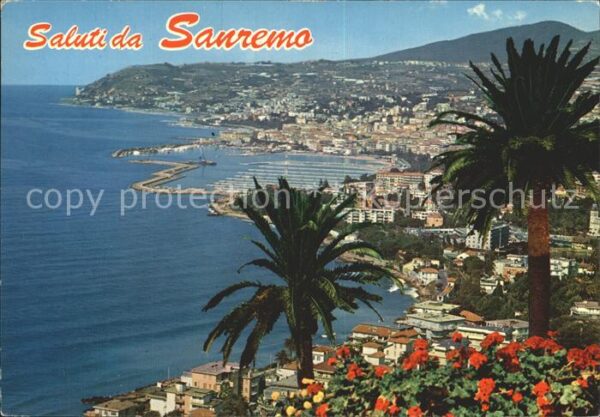 Sanremo Panorama Hafen Palmen