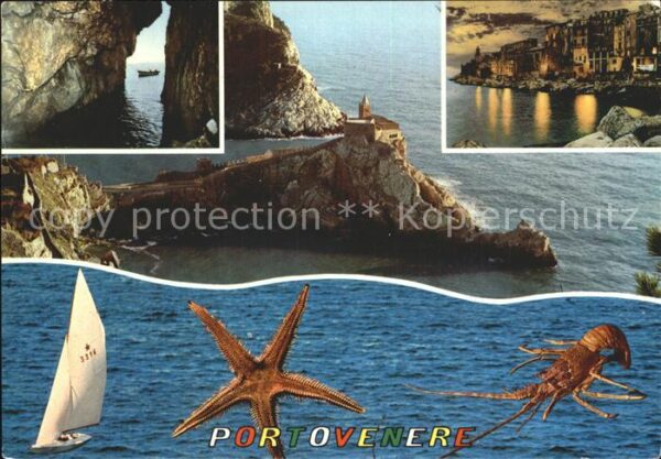 Portovenere Grotte Kirche Küste Segelboot Meerestie
