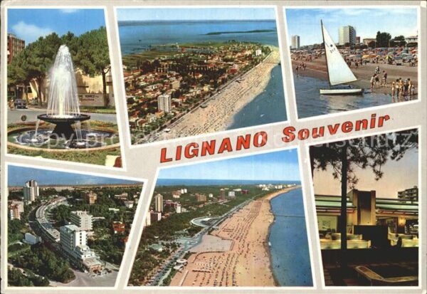 Lignano Teilansichten Brunnen Strand Fliegerauf