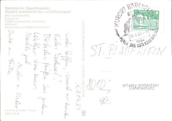 Baerenfels Erzgebirge Kurpark FDGB Erholungsheim Ortsmotiv Gl – Bild 2