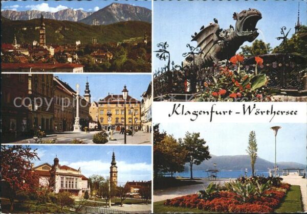 Klagenfurt Woerthersee mit Koschuta Alter Platz Stadttheater L