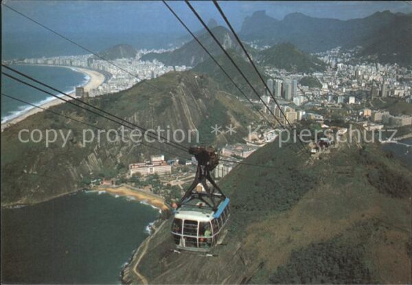 Rio de Janeiro Panoramic view with the cable car of Pa