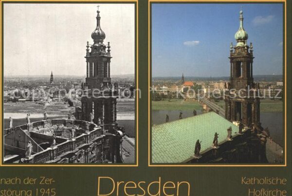 Dresden Kath Hofkirche nach Zerstörung 1945 und
