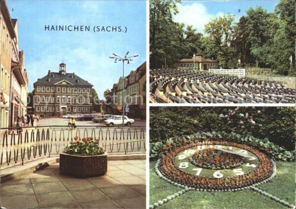 Hainichen Sachsen Rathaus Freilichtbühne Blumenuhr