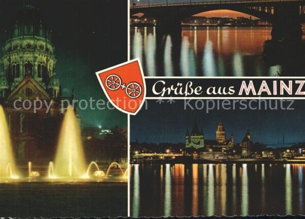 Mainz Rhein Christuskirche Dom und Rheinbrücke bei