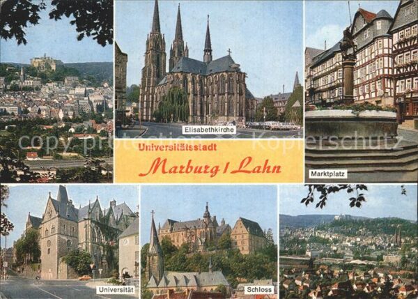 Marburg Lahn Teilansicht Elisabethkirche Marktplatz