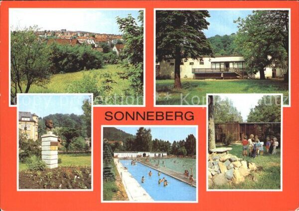 Sonneberg Thueringen Teilansicht Parkcafe Stadtpark Freibad
