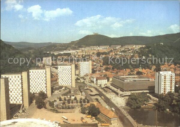 Suhl Thueringer Wald Blick zum Stadtzentrum Hochhäuser