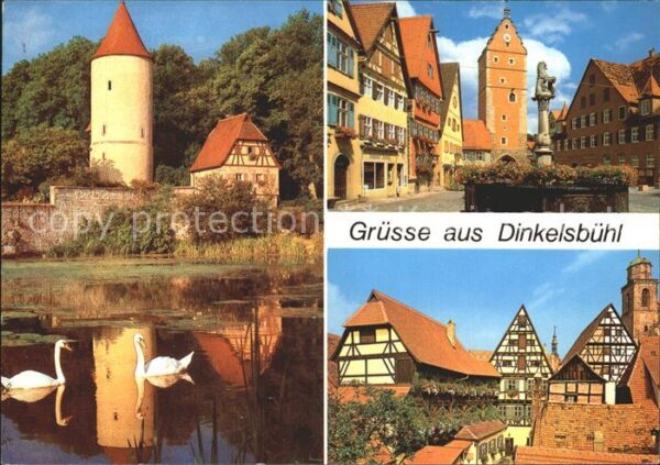 Dinkelsbuehl Schwanenteich Turm Marktplatz Brunnen A