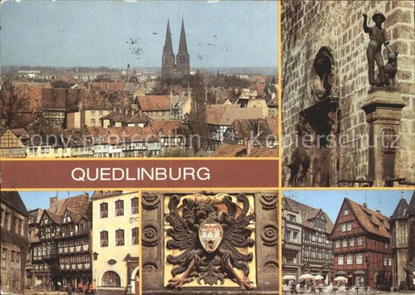 Quedlinburg Blick vom Burgberg Brunnenfigur Blasiik