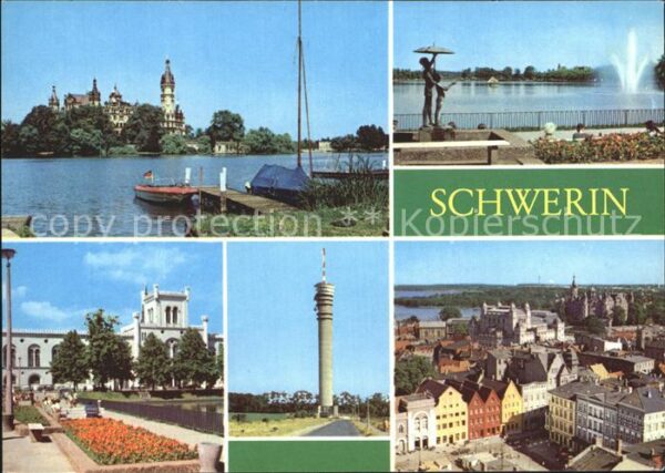 Schwerin Mecklenburg Schloss Pfaffenteich Fernsehturm