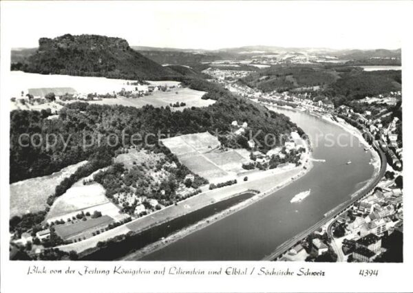 Koenigstein Saechsische Schweiz Panorama Blick von der Festung Lilienst