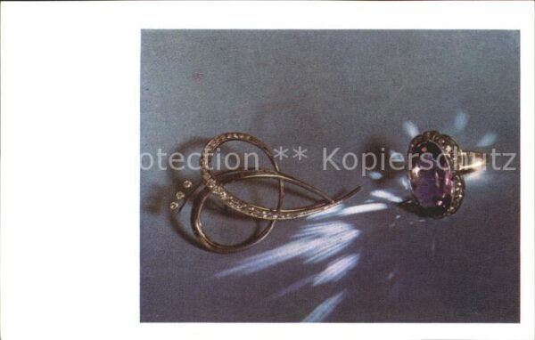 Schmuck Brooch Ring Amethyst USSR Diamond Fund