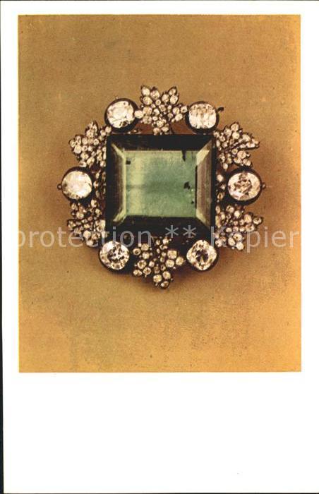 Schmuck Brooch 19th century Emerald Brillants U