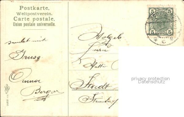 Namenstag Namenskarte Hände Efeublatt Litho – Bild 2