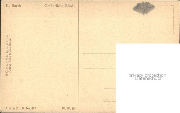 Kuenstlerkarte K. Barth Gefährliche Bürde Moderne Meis – Bild 2