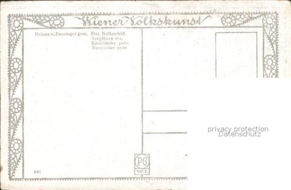 Kuenstlerkarte Helene v. Pausinger Das Nelkenfeld Wien – Bild 2