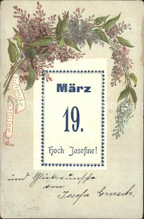 Namenstag Namenskarte Josefine 19. März Flieder Litho