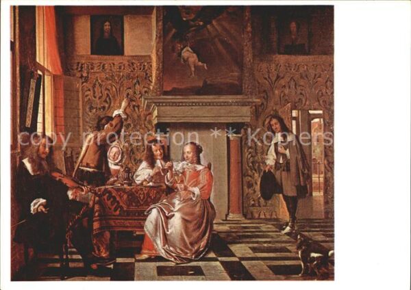 Kuenstlerkarte Pieter de Hooch Unterhaltung Wiechmann-