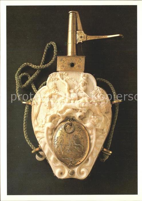Militaria Pulverflasche Elfenbein 17. Jahrhundert