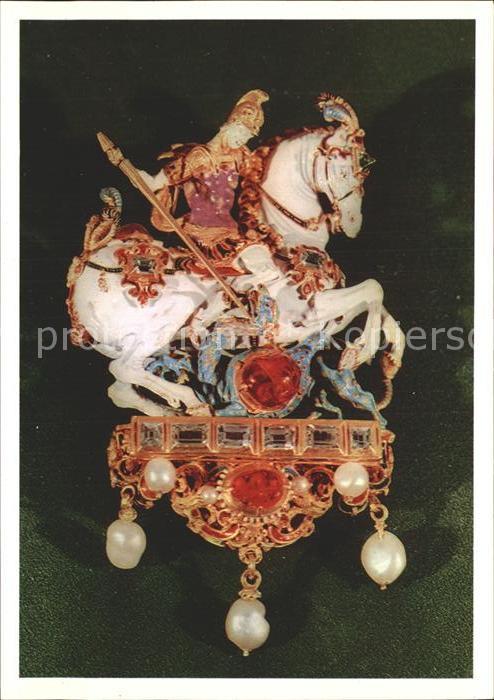 Schmuck Anhänger Heiliger Georg Goldemail Edels