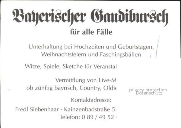 Unterhaltung Musik Löffler Fredl Autogramm Bayerisch – Bild 2