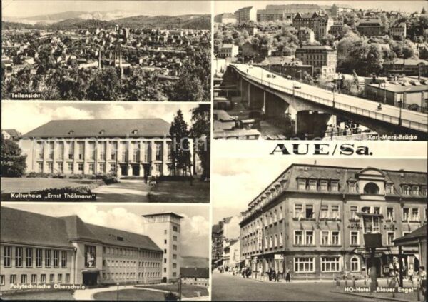 Aue Sachsen Karl-Marx-Brücke HO-Hotel Blauer Engel