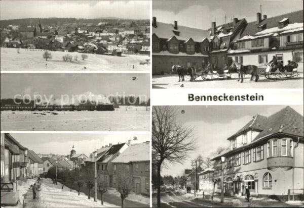Benneckenstein Stadtblick Pferdeschlitten Harzquerbahn