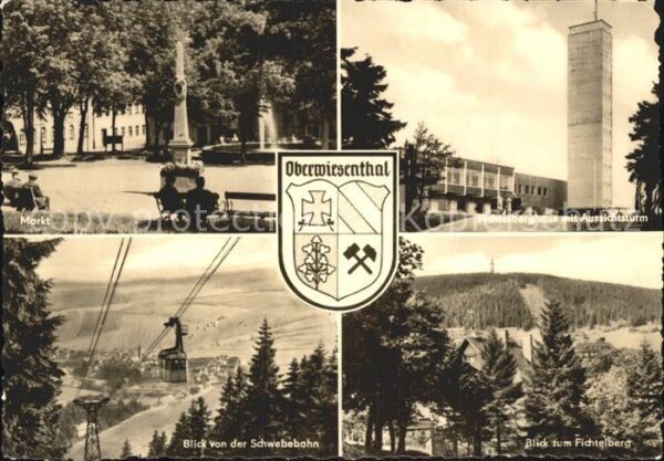 Oberwiesenthal Erzgebirge Markt Distanzsäule Fichtelberghaus mit