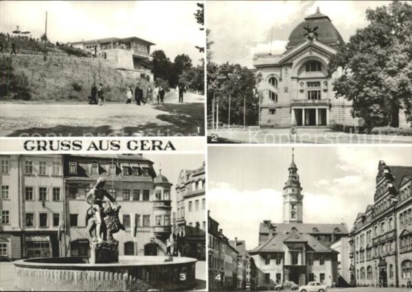 Gera Simsonbrunnen Theater Rathaus am Kornma