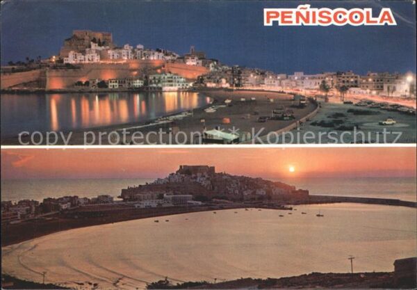 Peniscola Strand Ortsansicht Sonnenuntergang