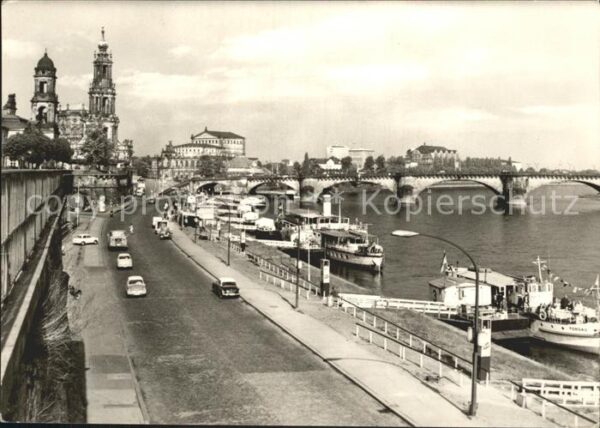 Dresden Blick von der Brühlschen Terrasse Dampf
