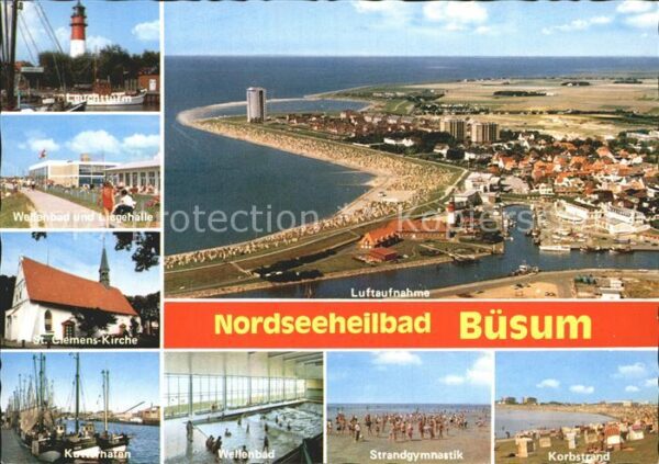 Buesum Nordseebad Fliegeraufnahme Leuchtturm St. Clemens-