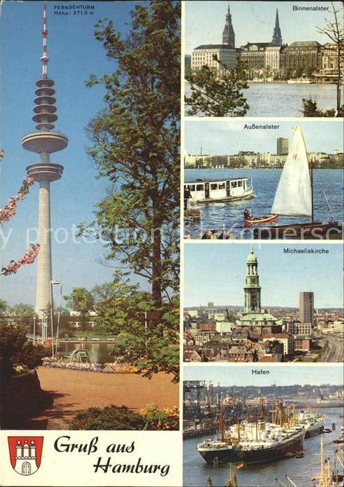Hamburg Fernsehturm Binnenalster Michaeliskirch