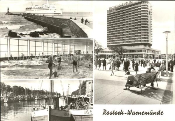 Rostock-Warnemuende Dampfer an der Mole Hotel Neptun Meerwa