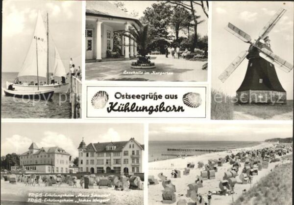 Kuehlungsborn Ostseebad Segelboote Lesehalle Kurgarten Windmühl