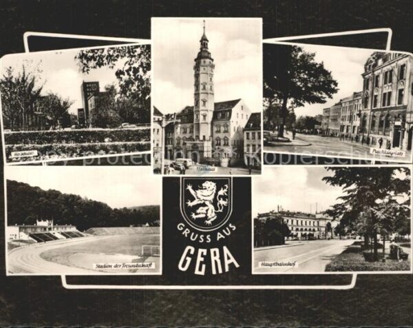 Gera Hochhaus Rathaus Puschkinplatz Stadion
