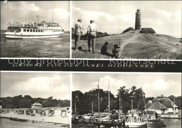 Insel Hiddensee Fahrgastschiff Leuchtturm Strand Hafen