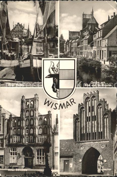 Wismar Mecklenburg Alter Hafen Grube mit St Nicolai Alter