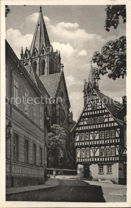 Arnstadt Ilm Partie an der Kirche Fachwerkhaus