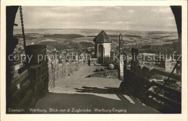 Eisenach Thueringen Wartburg Blick von der Zugbrücke Fernsi