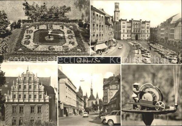 Zittau Blumenuhr Platz der Jugend Rathaus Heff