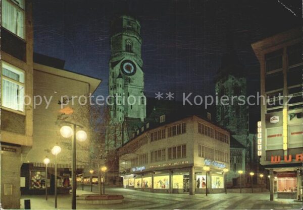 Stuttgart Blick zur Stiftskirche Nachtaufnahme