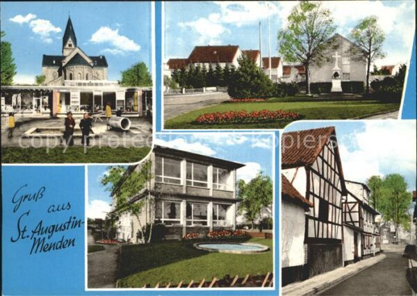 Menden Rheinland Platz Kirche Schule Strassenpartie