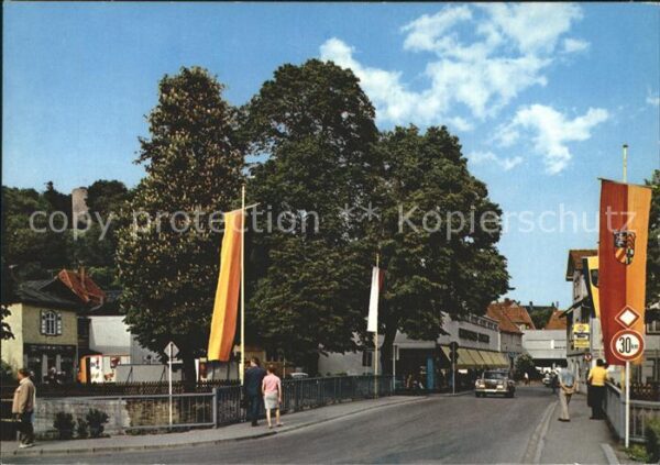 Bad Soden-Salmuenster Salzbrücke Kaufhaus Burgruine Fahnen