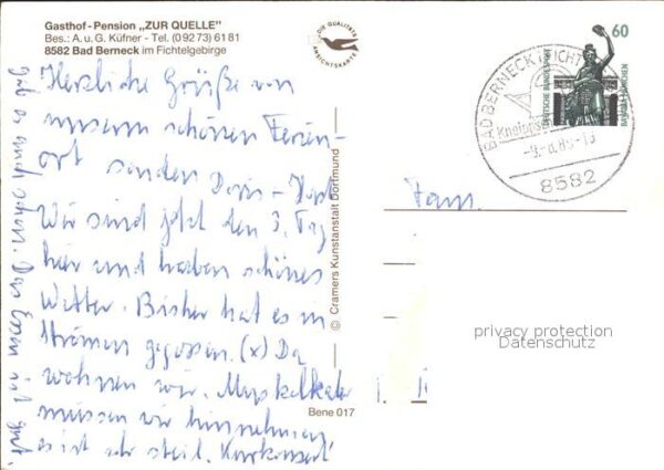 Bad Berneck Teilansicht mit Gasthof Pension Zur Que – Bild 2