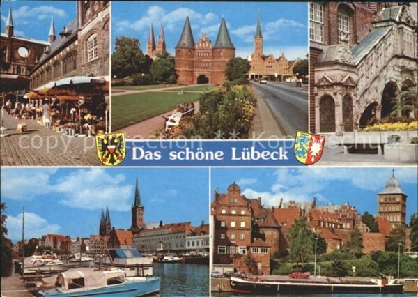 Luebeck Marktplatz Holstentor Rathaus Treppenau