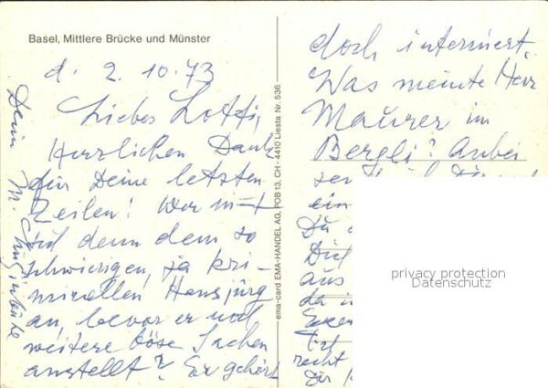 Frachter Binnenschifffahrt Neptun Basel Mittlere Brücke Münster – Bild 2