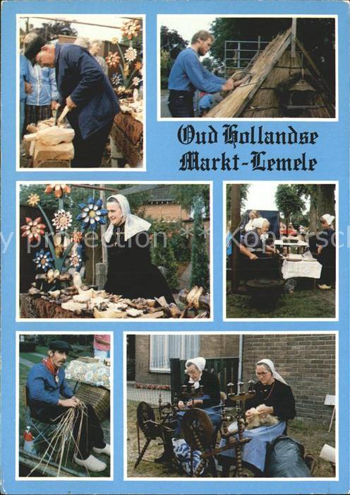 Spinnrad Holzschuhmacher Korbflechter Hollandse